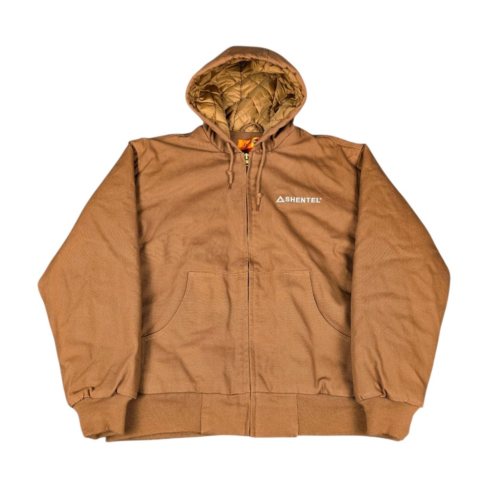 CornerStone Jacket Men's Medium Duck Cloth Hooded Work J763H J140 Active Brown